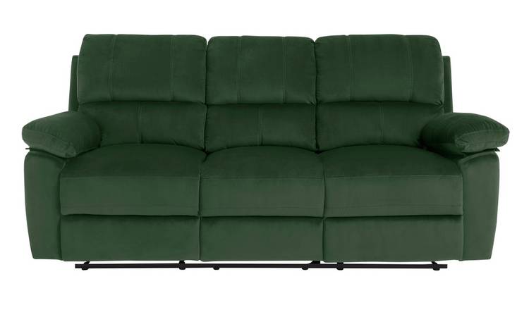 Argos Home Toby Velvet 3 Seater Recliner Sofa - Green