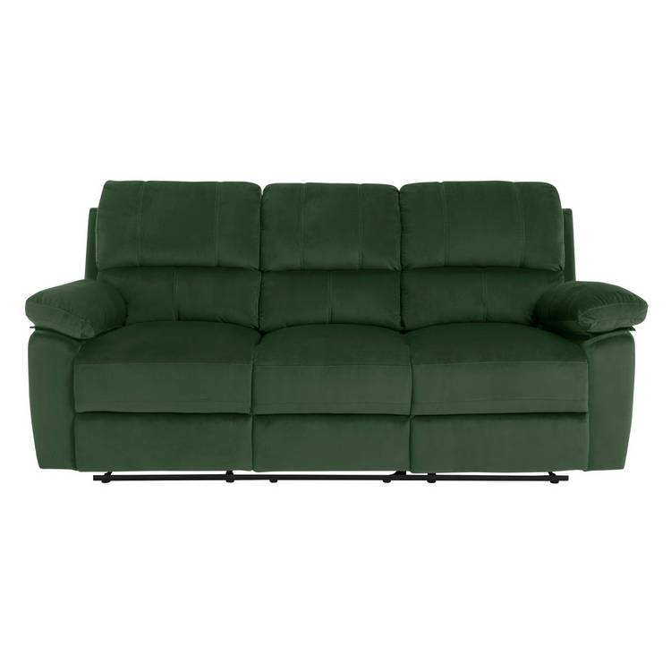 Argos Home Toby Velvet 3 Seater Recliner Sofa - Green 0