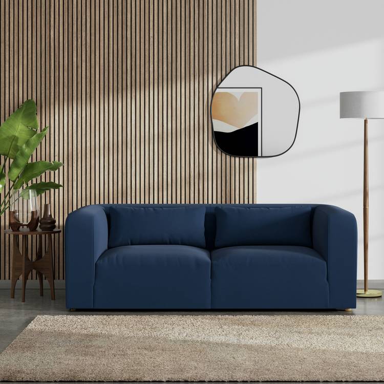 Habitat Lars Fabric 3 Seater Sofa - Navy Blue - Ash Leg 0