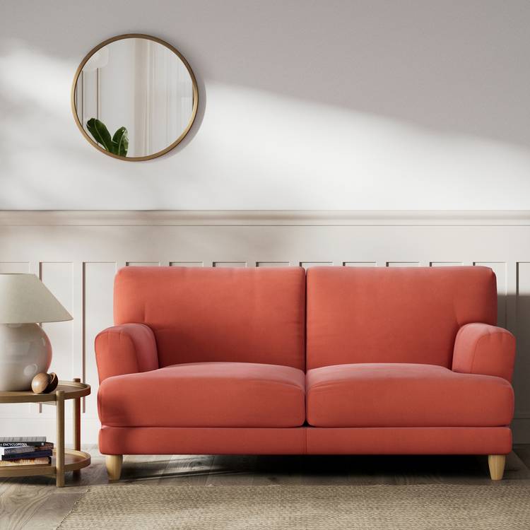 Habitat Askem Fabric 2 Seater Sofa - Papaya - Ash Leg 0
