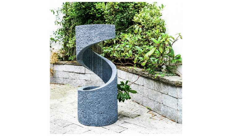 Ivyline Outdoor Spiral Water Feature - Cement