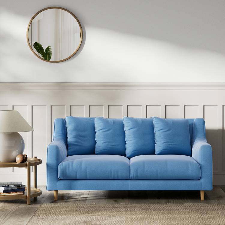 Habitat Swift Velvet 2 Seater Sofa - Sky Blue - Ash Leg 0