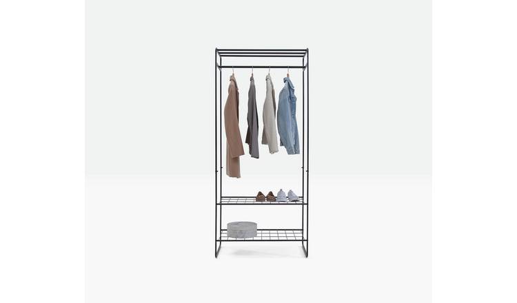 Buy Argos Home Clothes Rail with Shelves Black Clothes rails and canvas wardrobes Argos