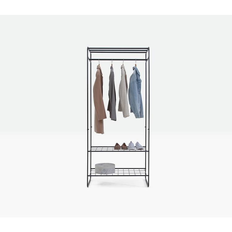 Argos Home Clothes Rail with Shelves - Black 0