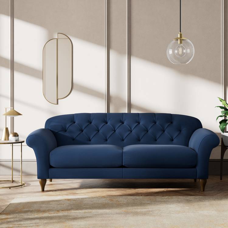 Habitat Brooker Fabric 4 Seater Sofa - Blue - Dark Leg 0