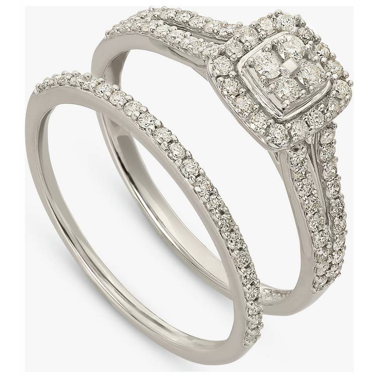 Revere 9ct White Gold 0.5ct Diamonds Bridal Set Ring - K 0