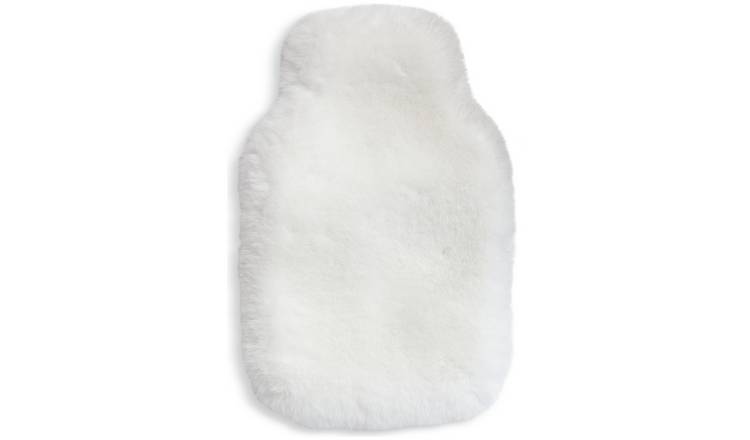 Habitat White Faux Fur Hot Water Bottle