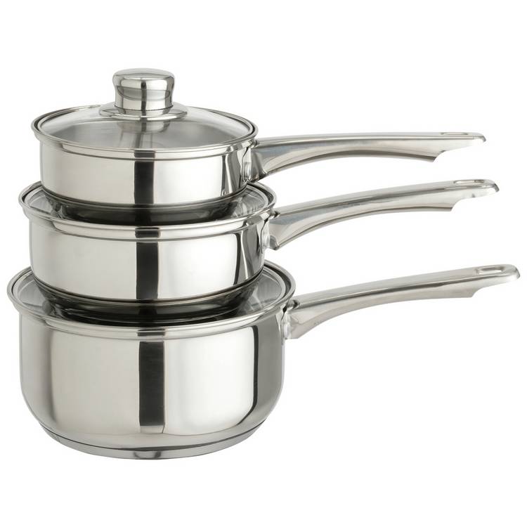 Argos Home Stainless Steel 3 Piece Saucepan Set 0