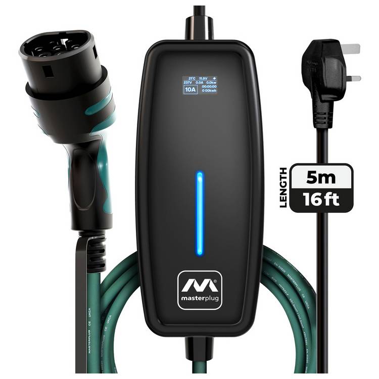 Masterplug 5m Mode 2 EV Charging Cable with 13A 3-Pin Plug 0