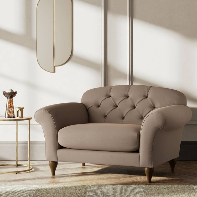 Habitat Brooker Fabric Cuddle Chair - Biscuit - Dark Leg 0