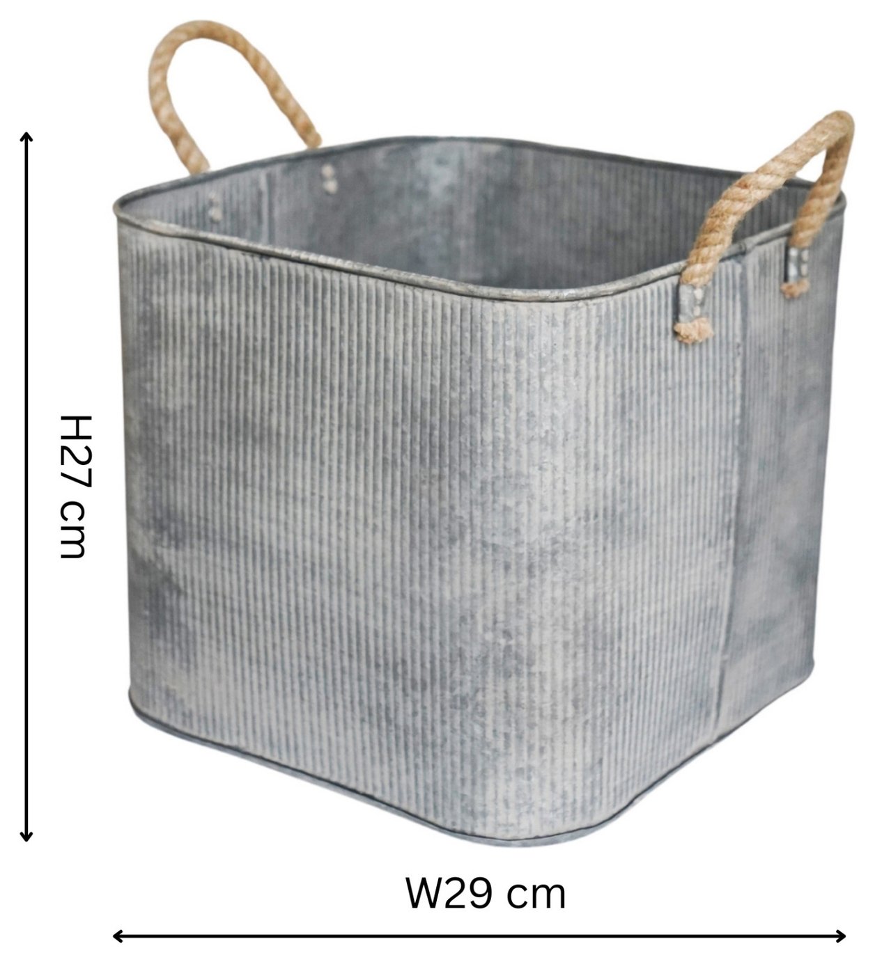 Buy Ivyline Outdoor Galvanised Rope Handle Square Planters