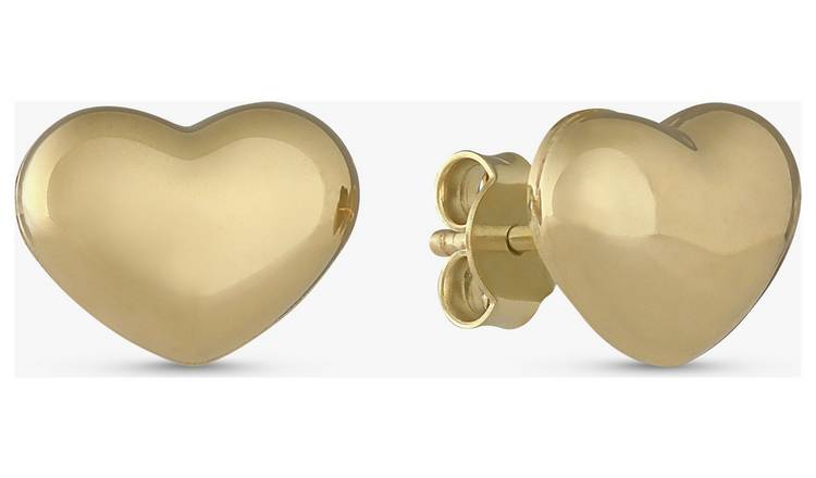 Revere 9ct Gold Plated Heart Shape Stud Earrings