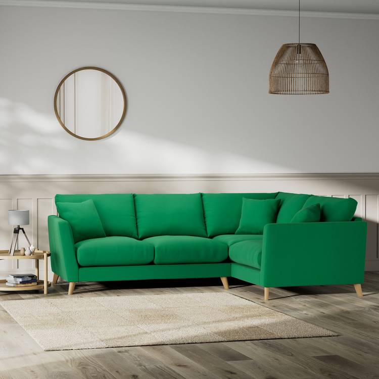 Habitat Lomond Right Hand Corner Sofa - Green - Ash Leg 0