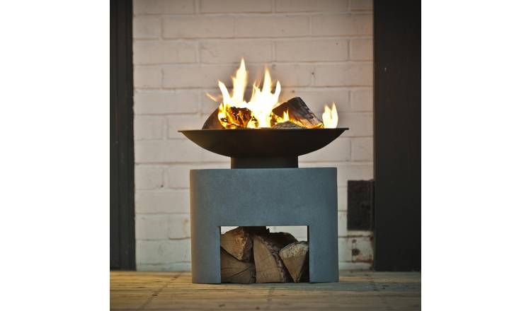 Ivyline Fire Pit and Oval Console - Cement