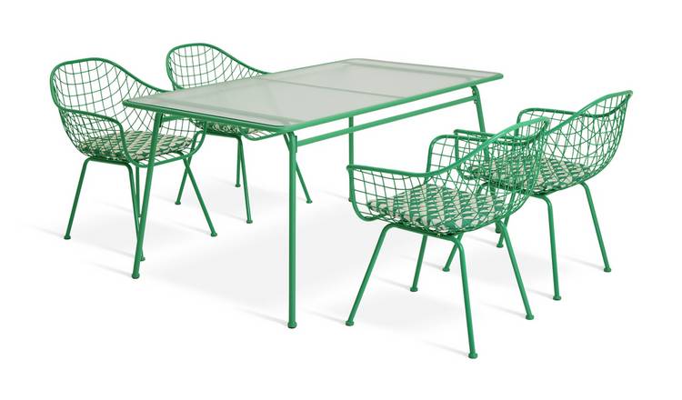 Habitat x Scion 4 Seater Metal Patio Set - Green