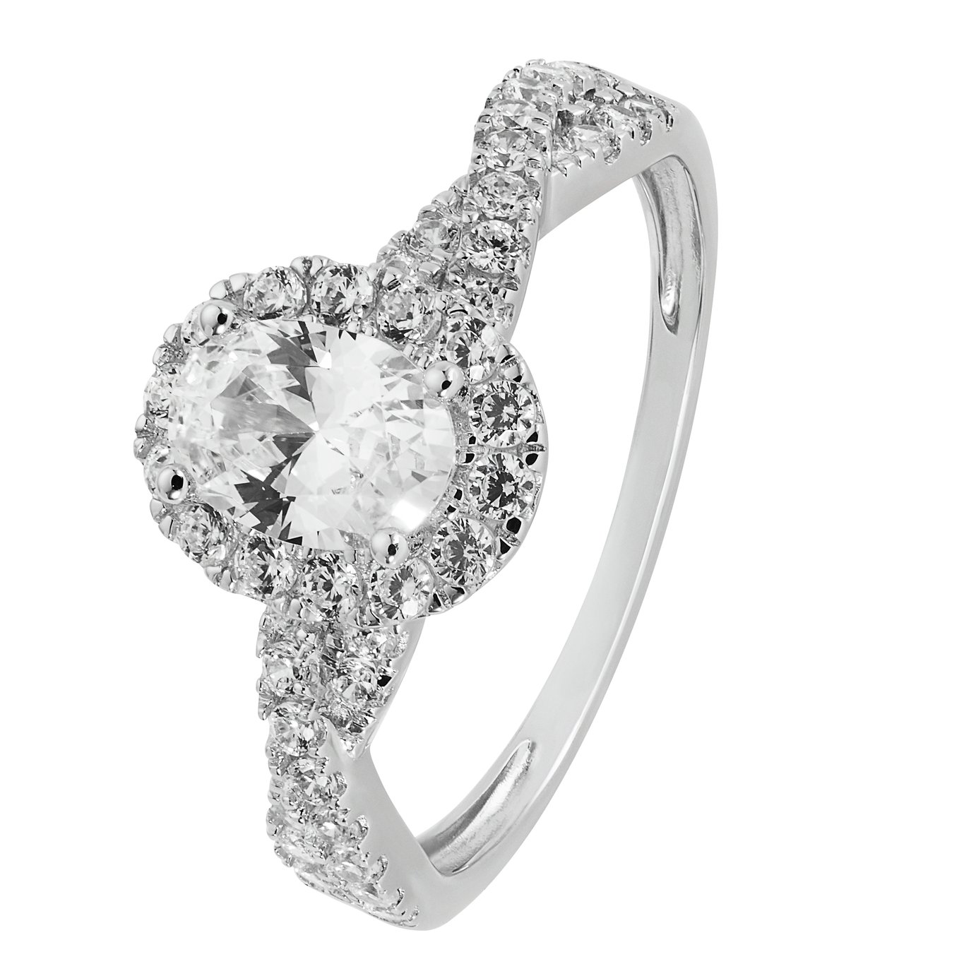 Revere 9ct White Gold Cubic Zirconia Engagement Ring -  O