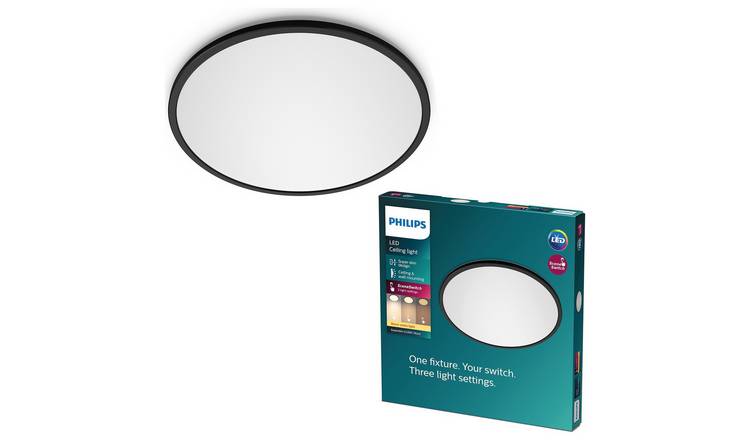 Philips Ozziet LED Flush to Ceiling Light - Black