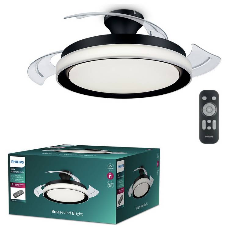 Philips Bliss Remote Control Metal LED Ceiling Fan - Black 0