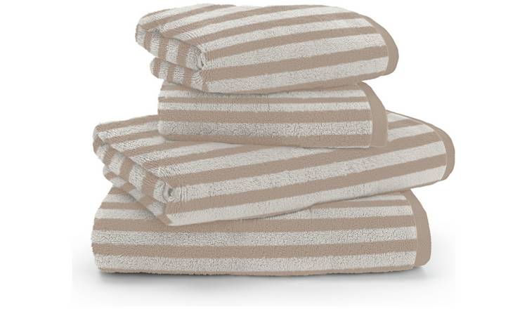 Habitat Neutral Stripe 4 Piece Towel Bale