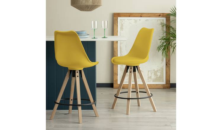 Habitat Jerry Pair of Counter Bar Stools - Mustard