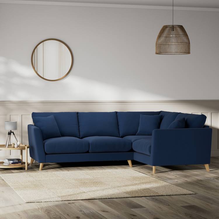 Habitat Lomond Right Hand Corner Sofa - Navy - Ash Leg 0