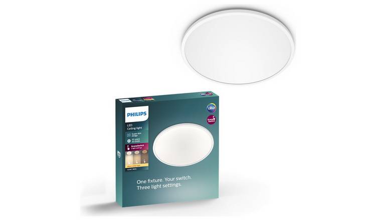 Philips Super Slim LED Flush to Ceiling Light - White