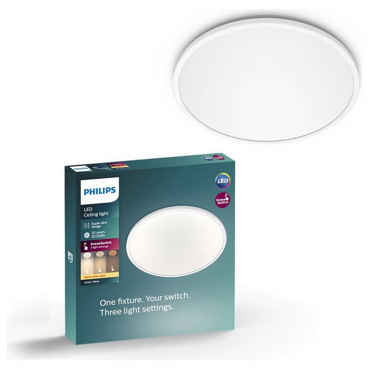 Philips Super Slim LED Flush to Ceiling Light - White 0