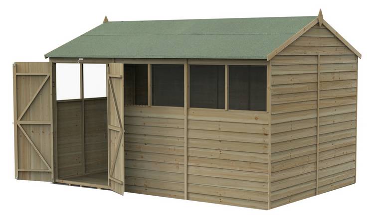 Forest 4Life Overlap 6 Windows Reverse Apex Shed - 12 x 8ft