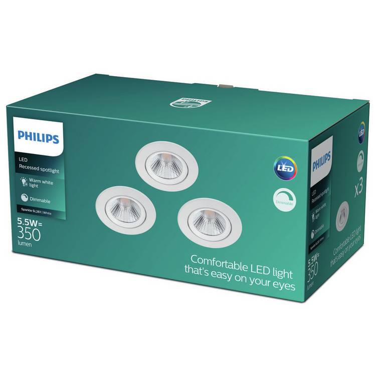 Philips Sparkle 3 Light LED Spotlight - White 0