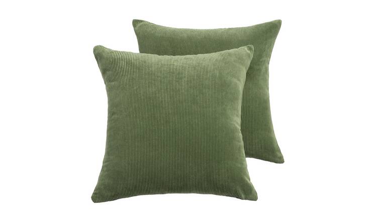 Habitat Cord Cushion Cover - 2 Pack - Moss Green -43x43cm