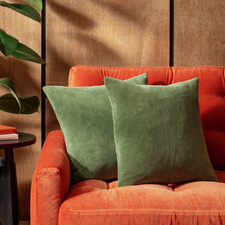 Habitat Cord Cushion Cover - 2 Pack - Moss Green -43x43cm 0