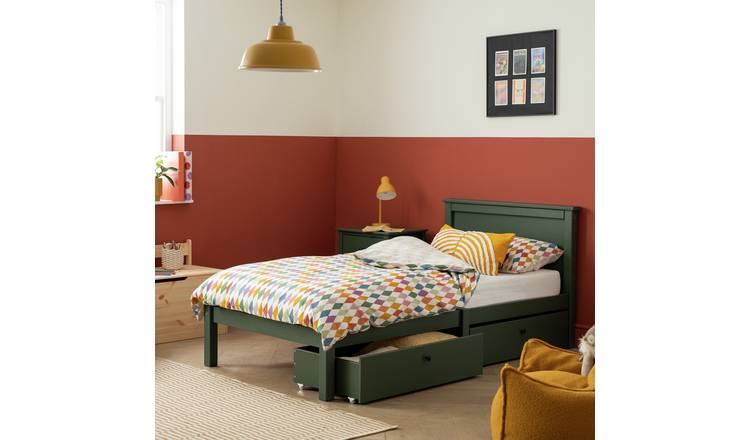 Habitat Brooklyn Single Bed Frame and Drawer - Green