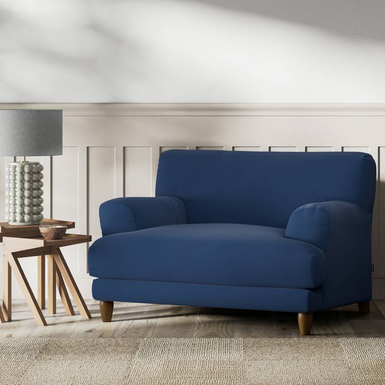 Habitat Askem Fabric Cuddle Chair - Navy Blue - Dark Leg 0