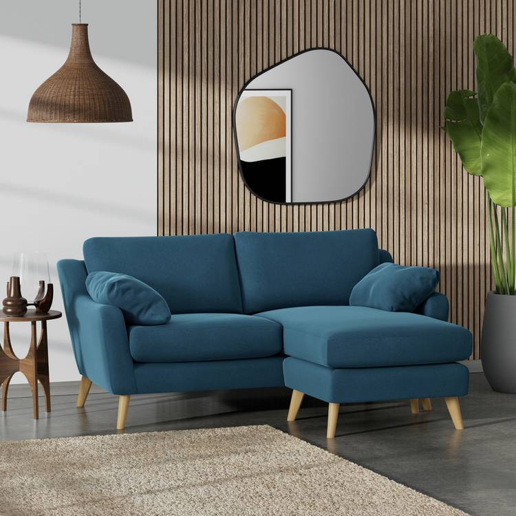 Habitat Ivor Right Hand Corner Sofa - Ink Blue - Ash Leg 0