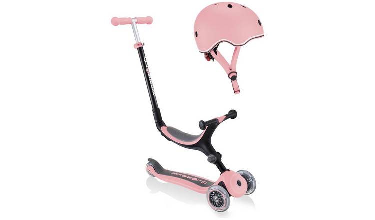 Globber Go Up 3 Wheel Scooter & Helmet Bundle - Pink 