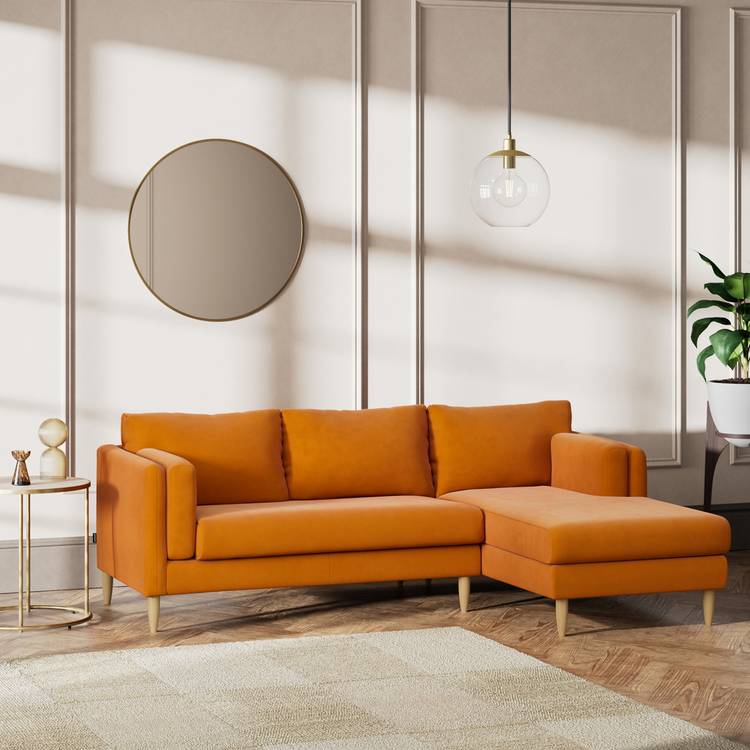 Habitat Newington Right Hand Corner Sofa - Orange -Ash Leg 0