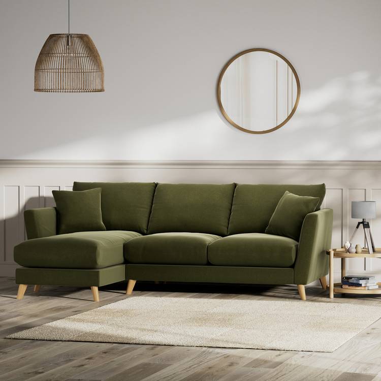 Habitat Lomond Left Hand Corner Sofa - Moss Green - Ash Leg 0