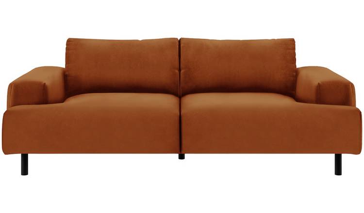 Habitat Julien Velvet 3 Seater Sofa - Orange