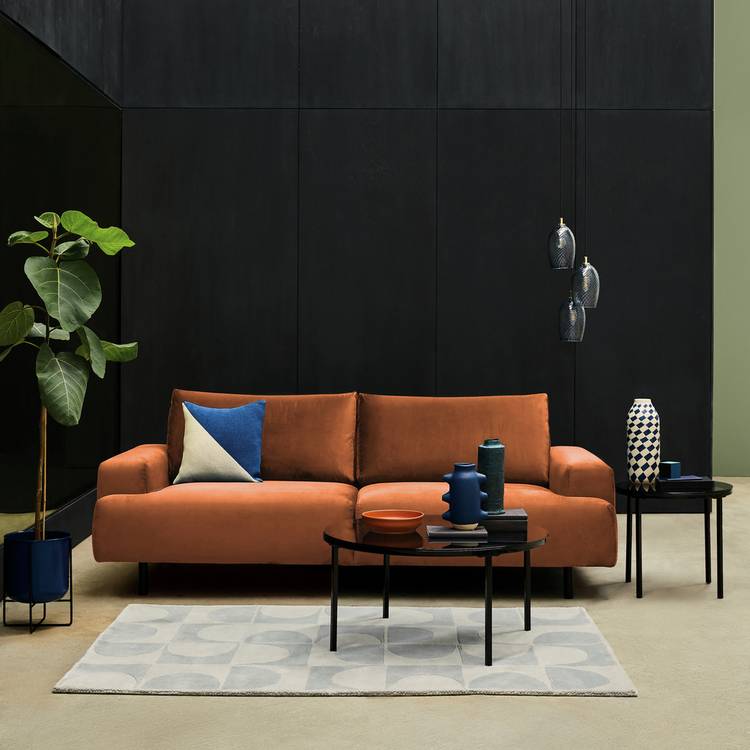 Habitat Julien Velvet 3 Seater Sofa - Orange 0