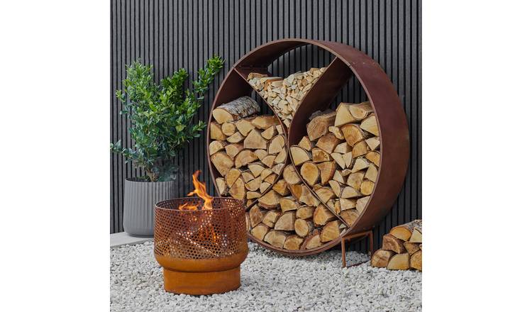 Ivyline Buttermere Basket Outdoor Fire Pit - Rust