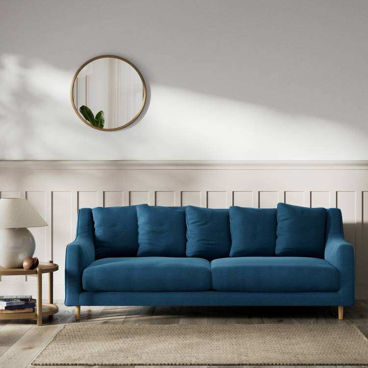 Habitat Swift Velvet 3 Seater Sofa - Ink Blue - Ash leg 0