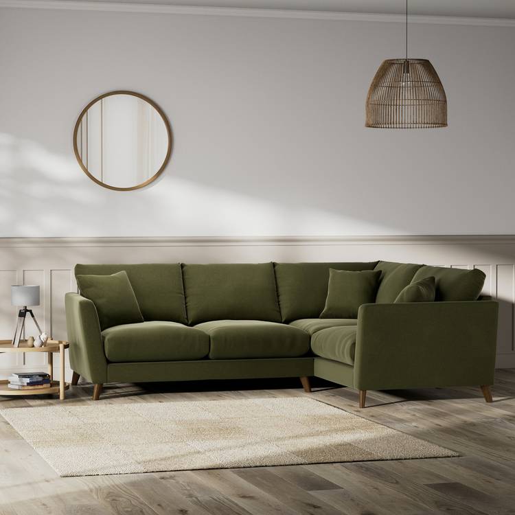 Habitat Lomond Right Hand Corner Sofa - Moss Green -Dark Leg 0