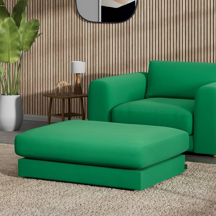Habitat Ayr Fabric Footstool - Emerald Green - Ash Leg 0