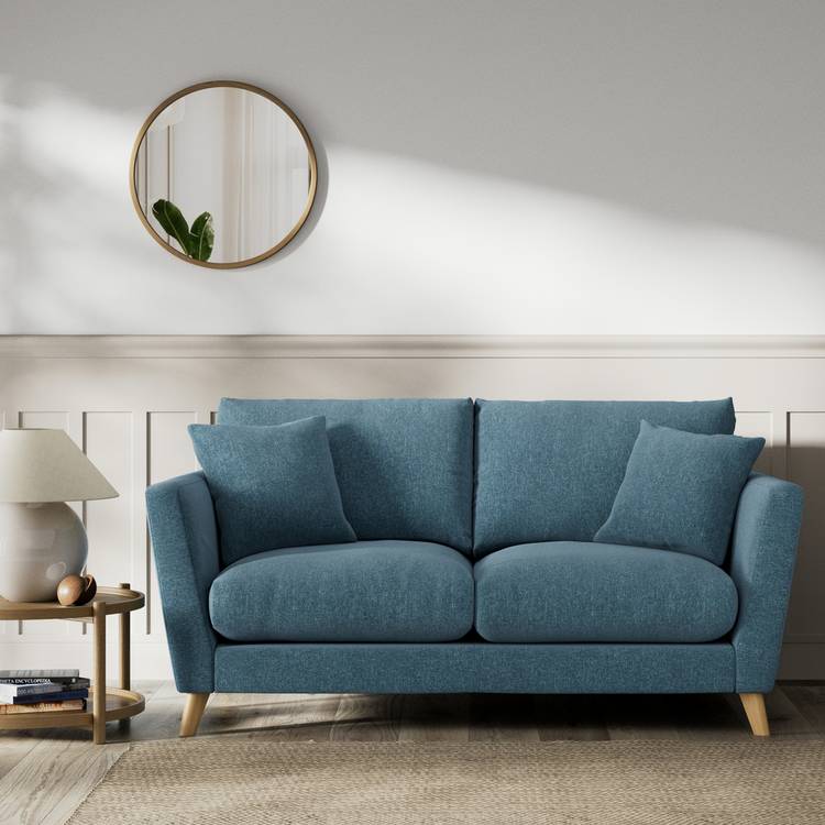 Habitat Lomond Fabric 2 Seater Sofa - Blue - Ash Leg 0