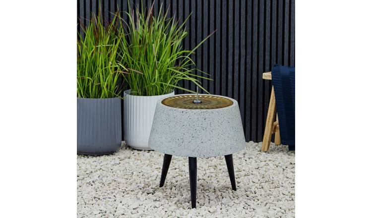 Ivyline Solis Water Feature with Light Display - Terrazzo