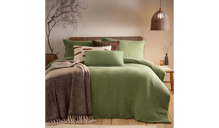 Yard Ribble Cotton Acid Wash Khaki Bedding Set - Double