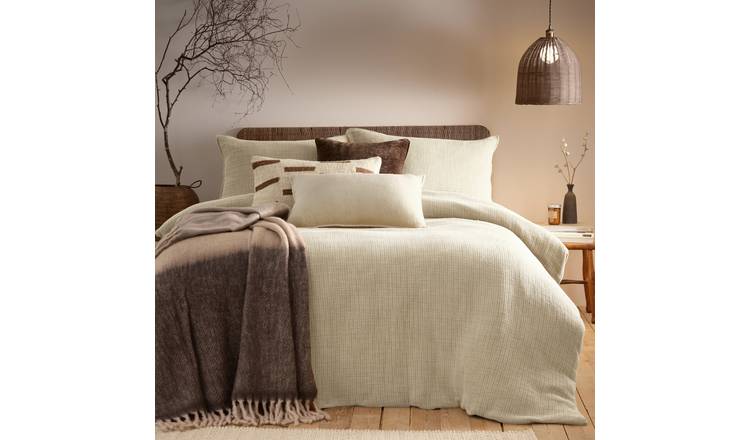 Yard Ribble Cotton Acid Wash Natural Bedding Set - Double