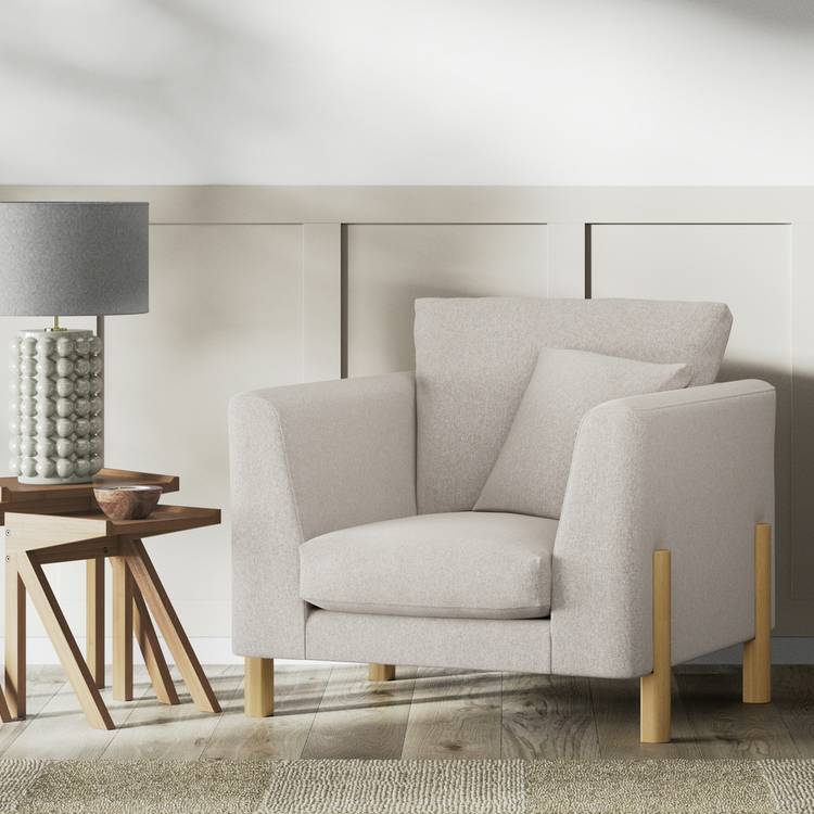 Habitat Aston Fabric Armchair - Stone - Ash Leg 0