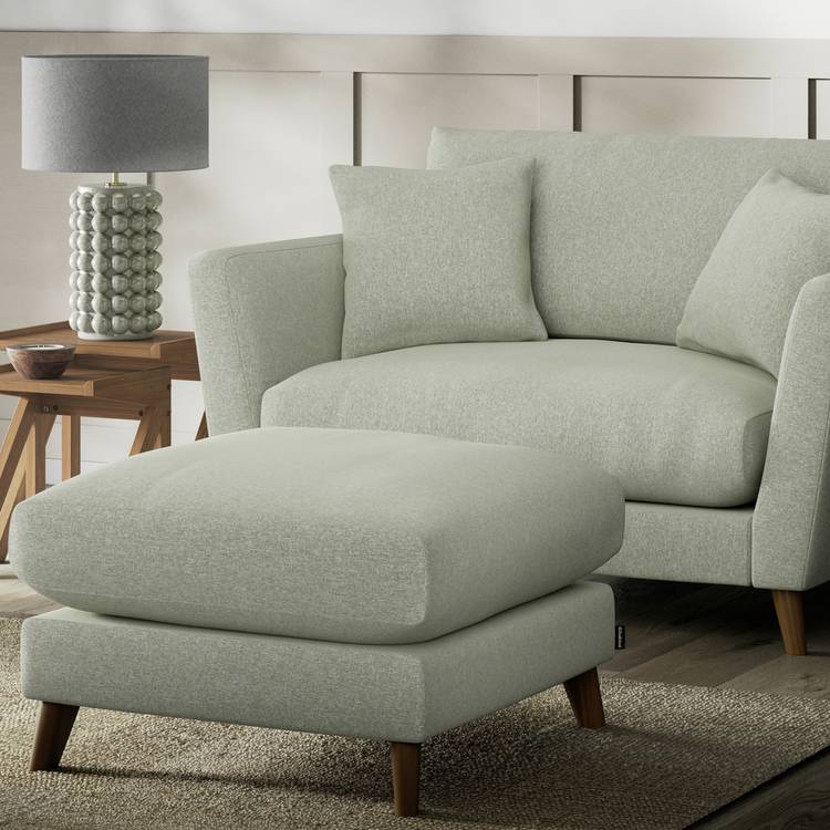 Habitat Lomond Fabric Footstool - Sage Green - Dark Leg 0