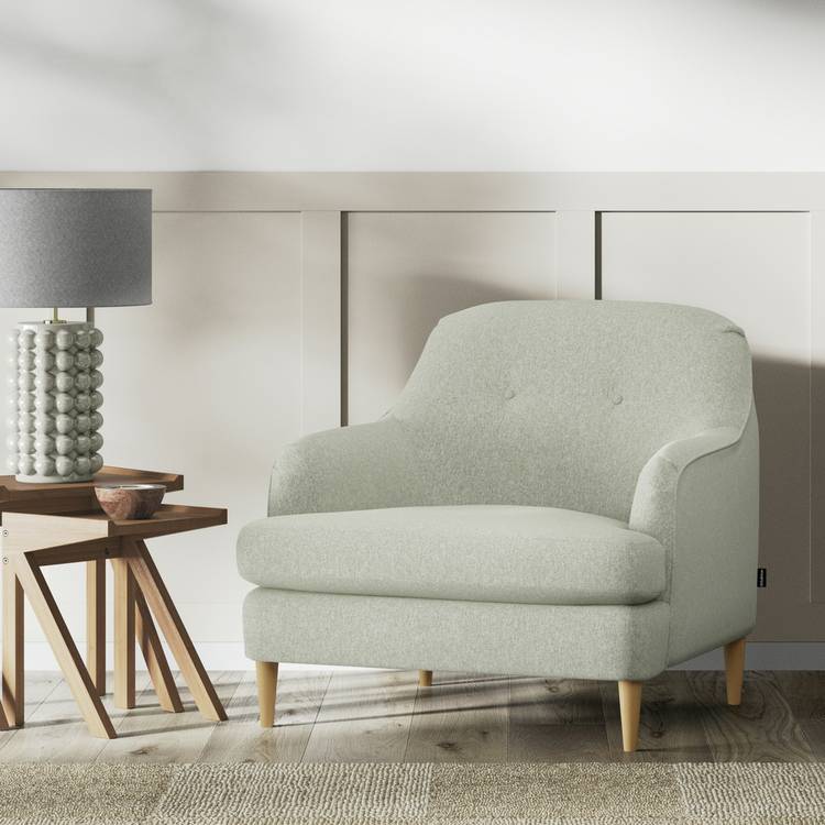 Habitat Frome Fabric Armchair - Sage Green - Ash Leg 0